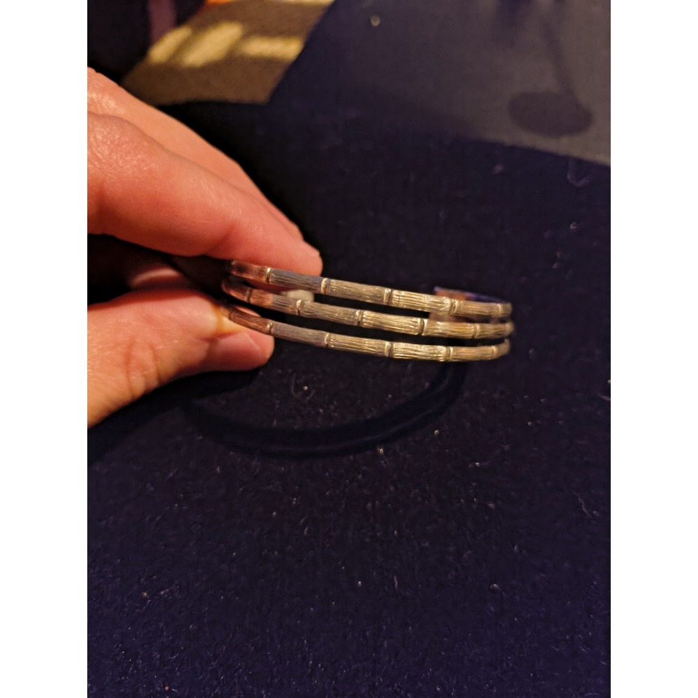 Sterling Silver Bamboo Size 5 And 1/2 Cuff Bracelet